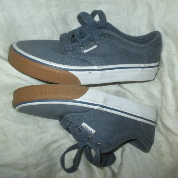 VANS BOYS NAVY BLUE CANVAS SKATE SNEAKERS YOUTH SIZE 2 M - Picture 1 of 4